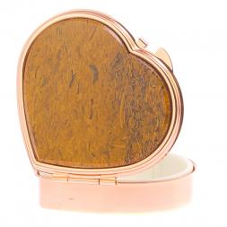 Таблетница &amp;quot;Сердце&amp;quot; на 3 отделения змеиная яшма цвет красное золото