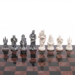 Шахматы &amp;quot;Средневековье&amp;quot; доска 40х40 см лемезит змеевик