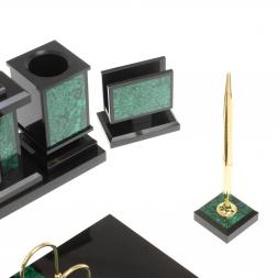 Настольный набор "Георгий Победоносец" из малахита