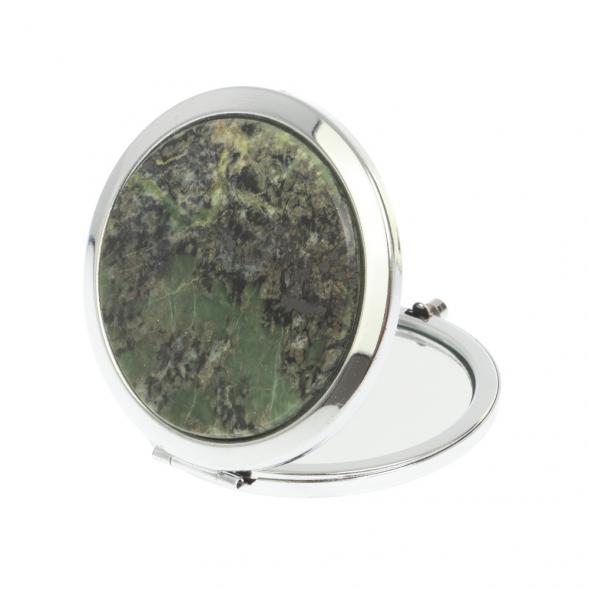 Зеркало круглое из камня офит цвет серебро 127185