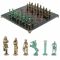 Шахматы "Римляне против Галлов" фигуры бронза / патина 36х36 см лемезит змеевик