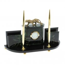 Настольный прибор "Гепард" камень нефрит