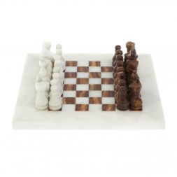 Каменные шахматы "Сувенирные" мрамор, оникс доска 20х20 см
