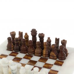 Каменные шахматы "Сувенирные" мрамор, оникс доска 20х20 см