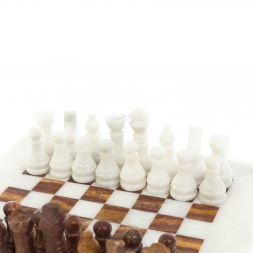 Каменные шахматы "Сувенирные" мрамор, оникс доска 20х20 см