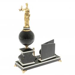 Настольный набор с визитницей &amp;quot;Фемида&amp;quot; змеевик