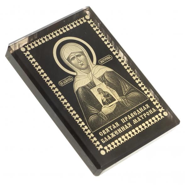 Икона в машину &amp;quot;Св. Матрона Московская&amp;quot; обсидиан 2,5х3,5 см 123161