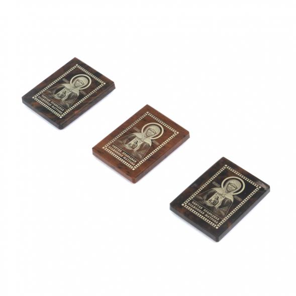 Икона в машину &amp;quot;Св. Матрона Московская&amp;quot; обсидиан 2,5х3,5 см 123161