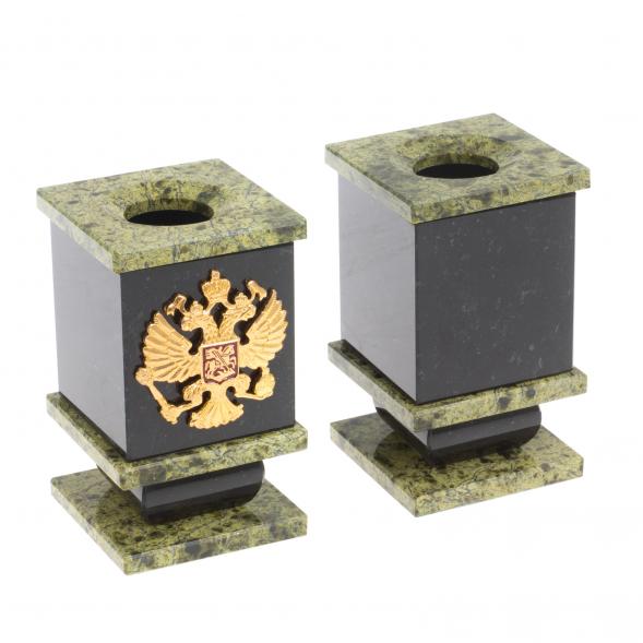 Настольный набор с символикой России камень змеевик 113259