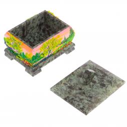 Шкатулка с рисунком &amp;quot;Лето&amp;quot; из змеевика 13х10х11 см