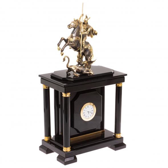 Сейф с часами &amp;quot;Георгий Победоносец&amp;quot; из черного обсидиана 126495