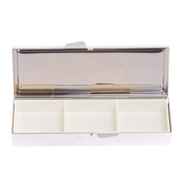 Таблетница на 3 отделения камень голубой апатит цвет серебро 126721