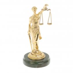 Бронзовая статуэтка "Фемида" на подставке из нефрита