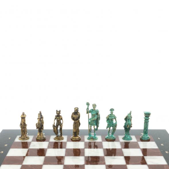 Шахматы &amp;quot;Римляне против Галлов&amp;quot; фигуры бронза / патина 36х36 см мрамор лемезит 128374