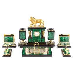 Настольный набор &amp;quot;Лев&amp;quot; малахит