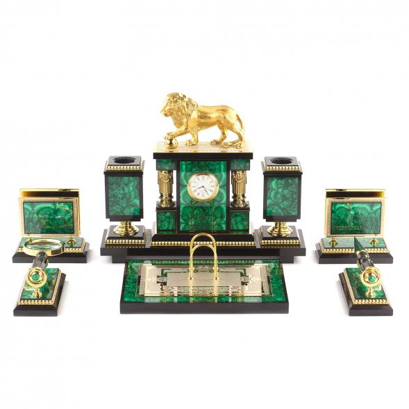 Настольный набор &amp;quot;Лев&amp;quot; малахит 119734