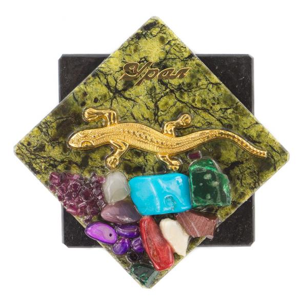 Магнит с ящерицей &amp;quot;Урал&amp;quot; ромб змеевик 120077