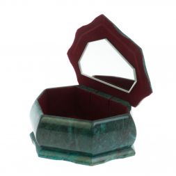 Каменная шкатулка &amp;quot;Ракушка&amp;quot; змеевик / белый мрамор 14х10х9 см