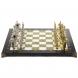 Шахматы из камня с металлическими фигурами &amp;quot;Русь&amp;quot; доска 40х40 см мрамор и змеевик 120699