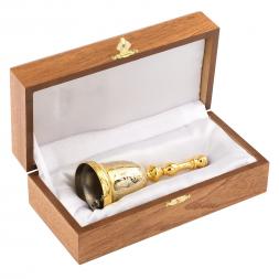 Колокольчик подарочный &amp;quot;Родонит&amp;quot; в деревянном футляре Златоуст