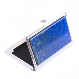 Карманная визитница из камня лазурит цвет серебро