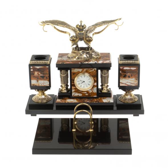 Настольный набор &amp;quot;Двуглавый орел&amp;quot; камень яшма бронза 113258