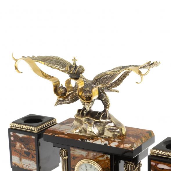 Настольный набор &amp;quot;Двуглавый орел&amp;quot; камень яшма бронза 113258