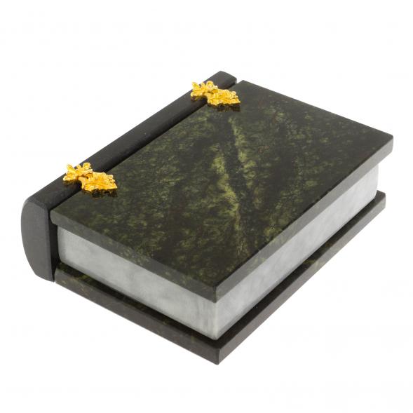 Шкатулка &amp;quot;Книжка&amp;quot; камень змеевик средняя 11x14x4 см 112097