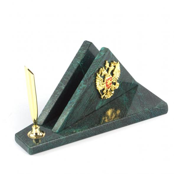 Визитница настольная с гербом России из змеевика 113465