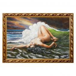 Картина &amp;quot;Обнаженная на берегу&amp;quot; багет 46х66 см, каменная крошка