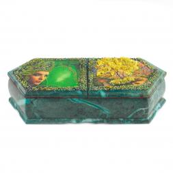 Шкатулка с двумя отделениями &amp;quot;Хозяйка медной горы с осенним пейзажем&amp;quot; 29,5х12х8 см