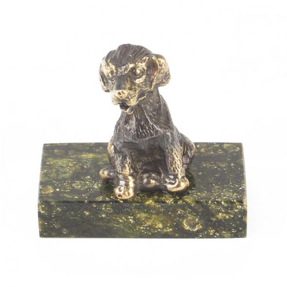 Статуэтка &amp;quot;Собачка малая №7&amp;quot; из бронзы и змеевика 118755