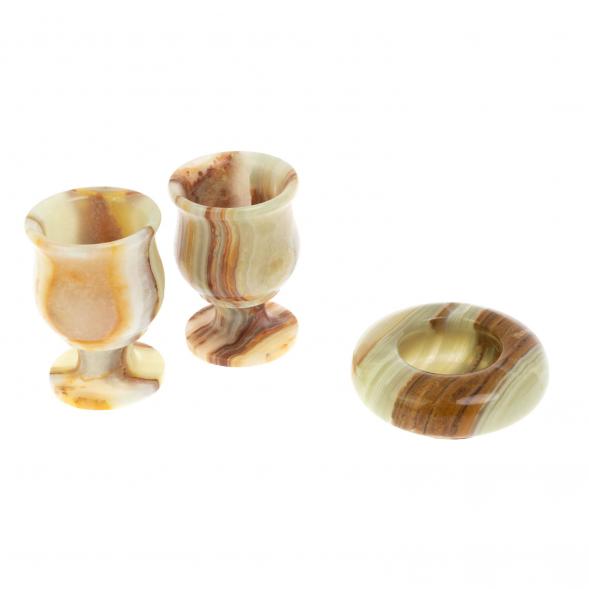 Набор водочный 2 рюмки и пепельница из оникса (2х3) 128821