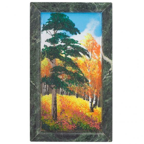 Картина из камня &amp;quot;Осенний пейзаж&amp;quot; рамка змеевик 23х13 см 120630