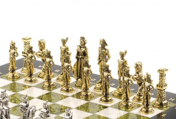 Шахматы &amp;quot;Отечественная война 1812 г.&amp;quot; доска 40х40 см мрамор змеевик 120700