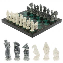 Шахматы &amp;quot;Русские сказки&amp;quot; доска 40х40 см шабровский змеевик