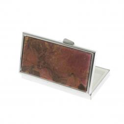 Таблетница на 3 отделения камень родонит цвет серебро