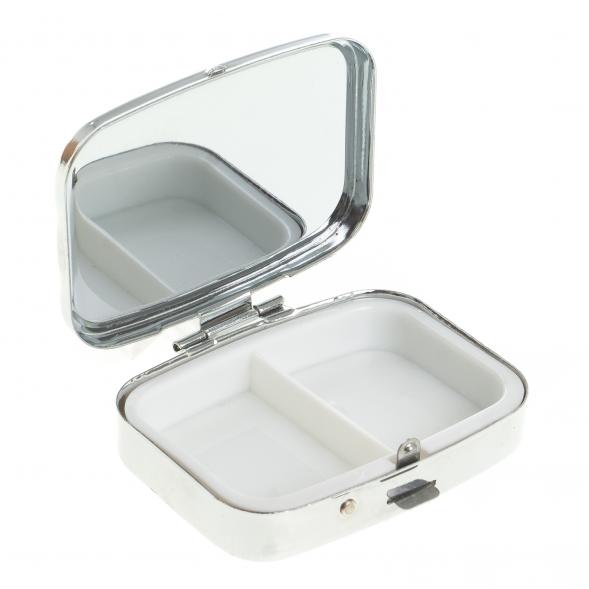 Таблетница на 2 отделения камень тигровый глаз цвет серебро 122756