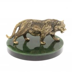 Бронзовая статуэтка &amp;quot;Амурский тигр&amp;quot; на подставке из нефрита