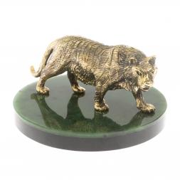 Бронзовая статуэтка &amp;quot;Амурский тигр&amp;quot; на подставке из нефрита