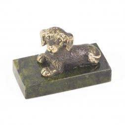 Статуэтка &amp;quot;Собачка малая №8&amp;quot; бронза змеевик