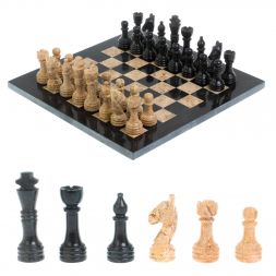 Каменные шахматы &amp;quot;Дебют&amp;quot; доска 30х30 см ракушечник