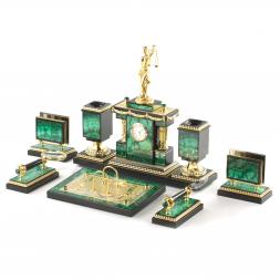 Письменный набор &amp;quot;Фемида&amp;quot; камень малахит Златоуст