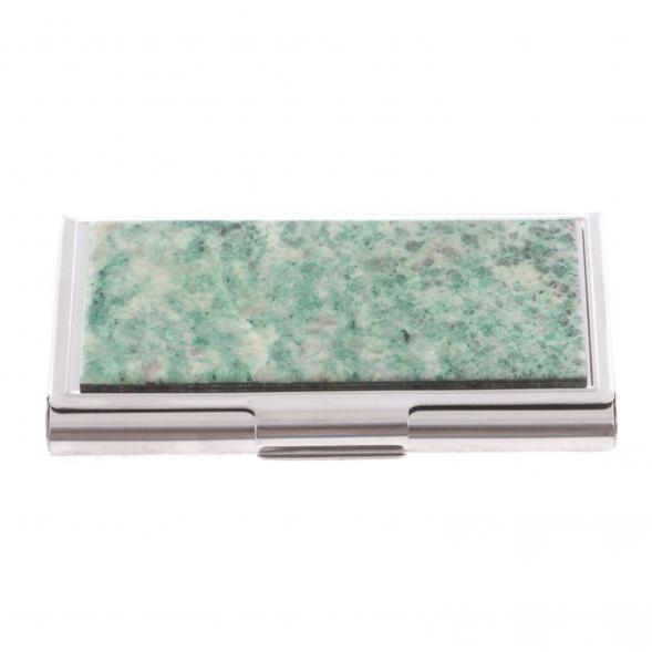 Карманная визитница из камня лиственит цвет серебро 124615
