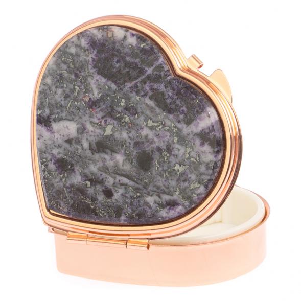 Таблетница &amp;quot;Сердце&amp;quot; на 3 отделения камень гетчеллит цвет красное золото 126266