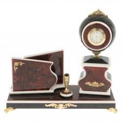 Набор с визитницей змеевик красный