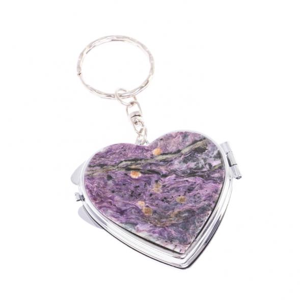 Складное зеркало брелок чароит Сердце 126651