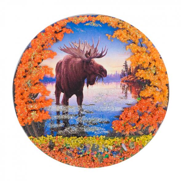 Магнит с рисунком &amp;quot;Лось на болоте&amp;quot; змеевик 117763