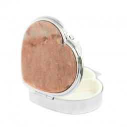 Таблетница "Сердце" на 3 отделения камень пегматит цвет серебро