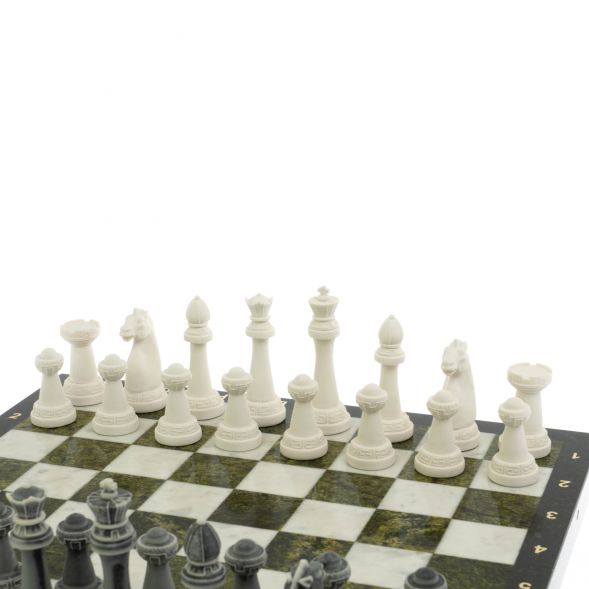 Шахматы &amp;quot;Стаунтон&amp;quot; доска 40х40 см мрамор / змеевик 129351